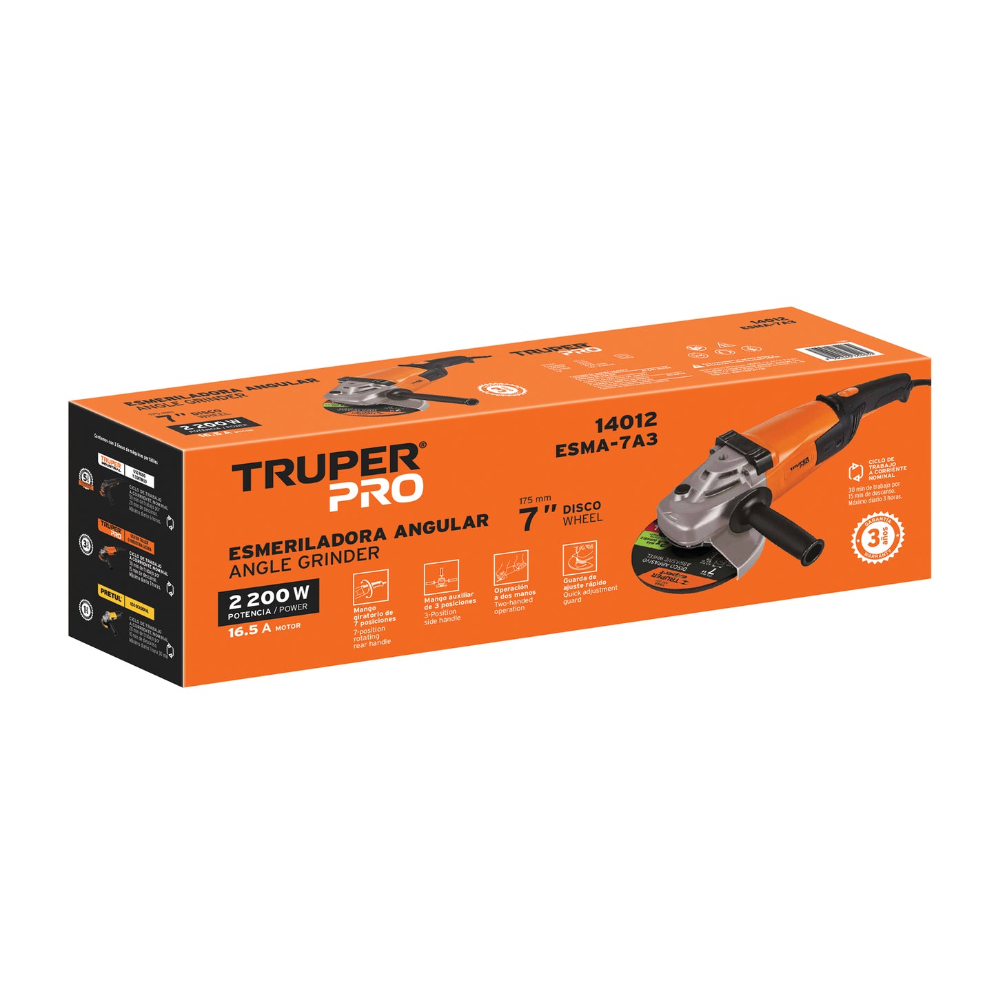 Esmeriladora 7 pulg, 2,200 W truper pro