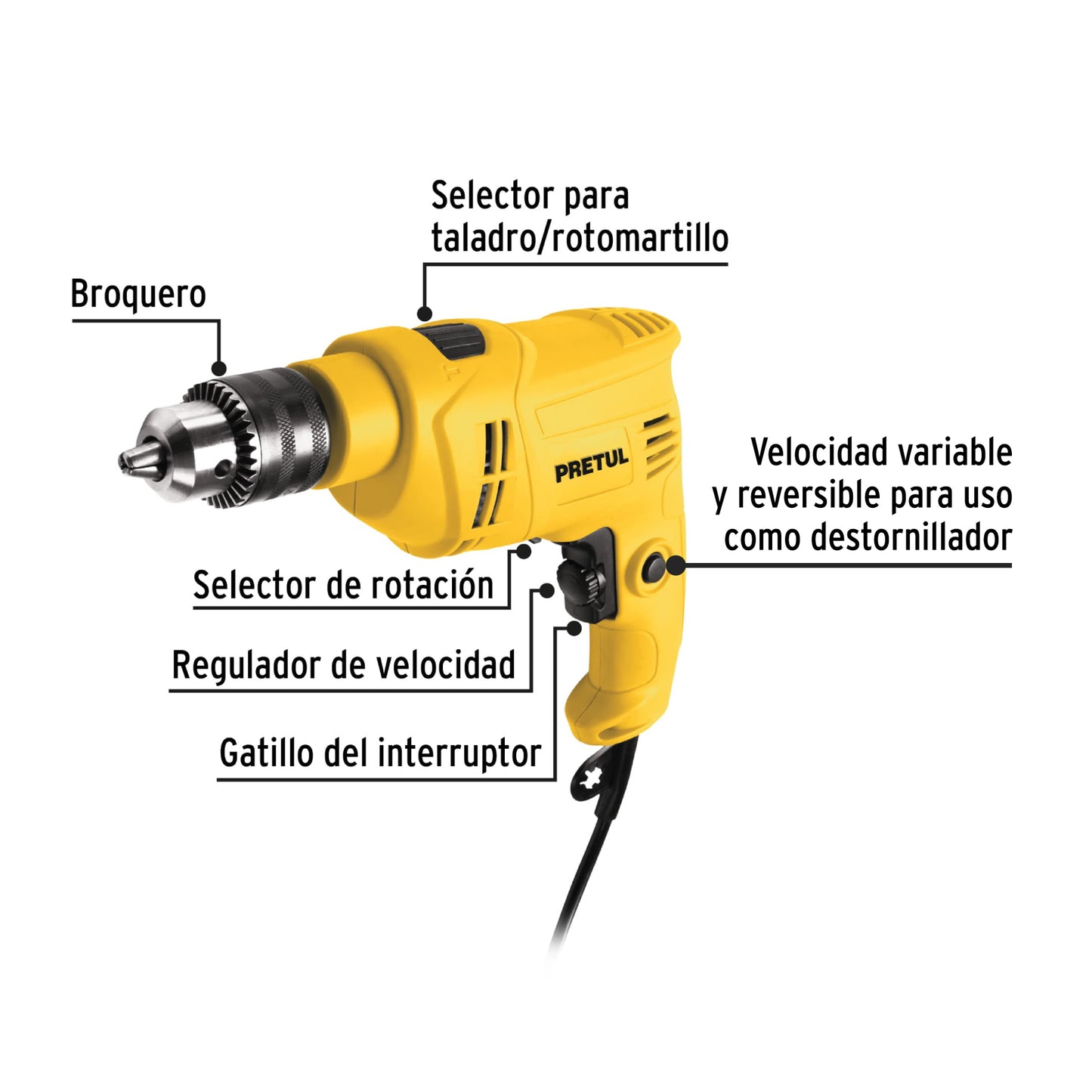 Rotomartillo 550 W, 1/2 pulg pretul