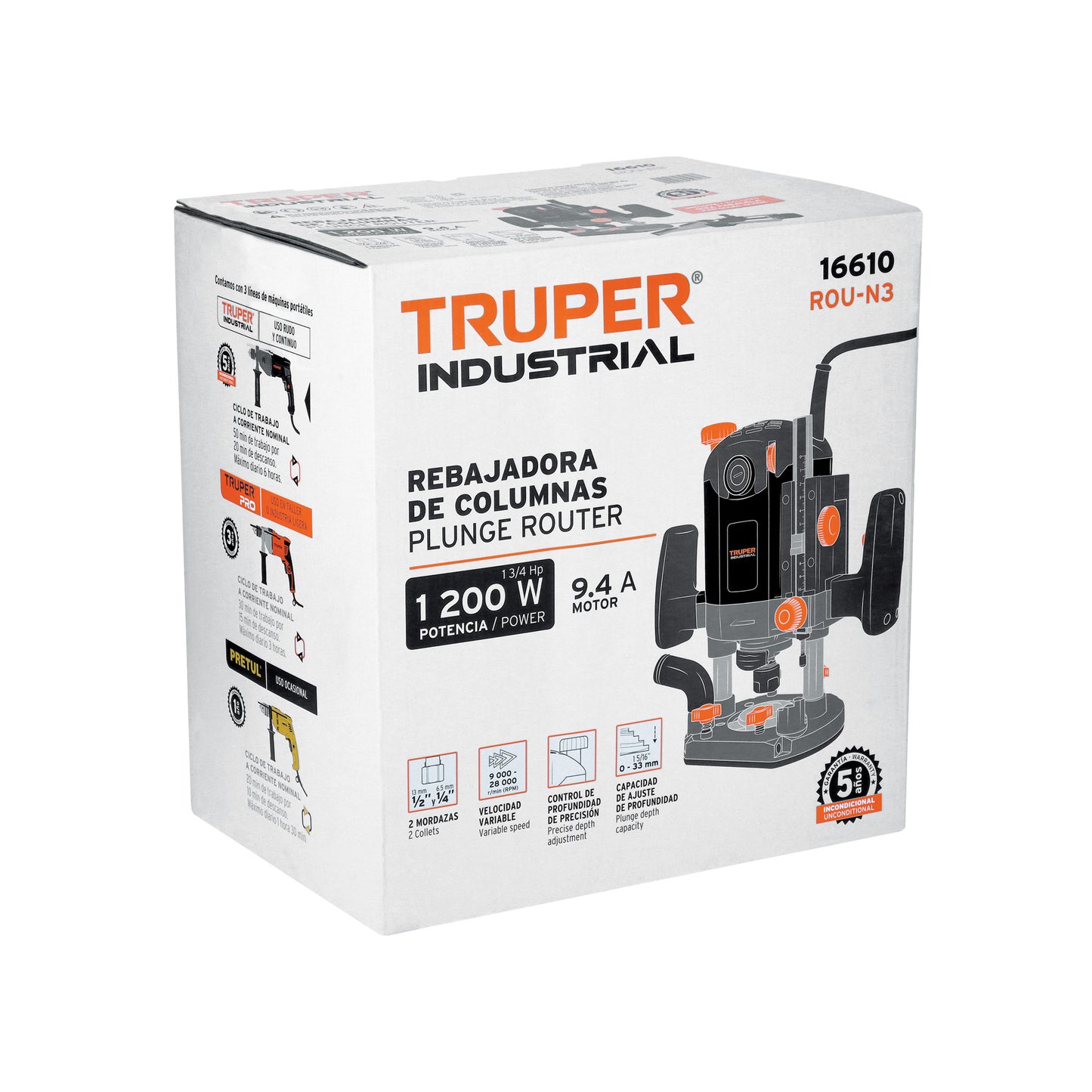 Router (rebajadora), 1,200 W truper industrial