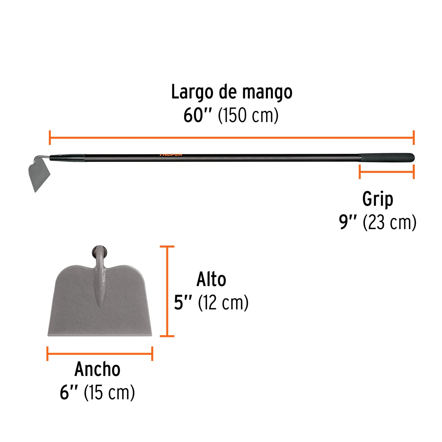 Azadón jardinero TRUPER, mango de fibra de vidrio 60"