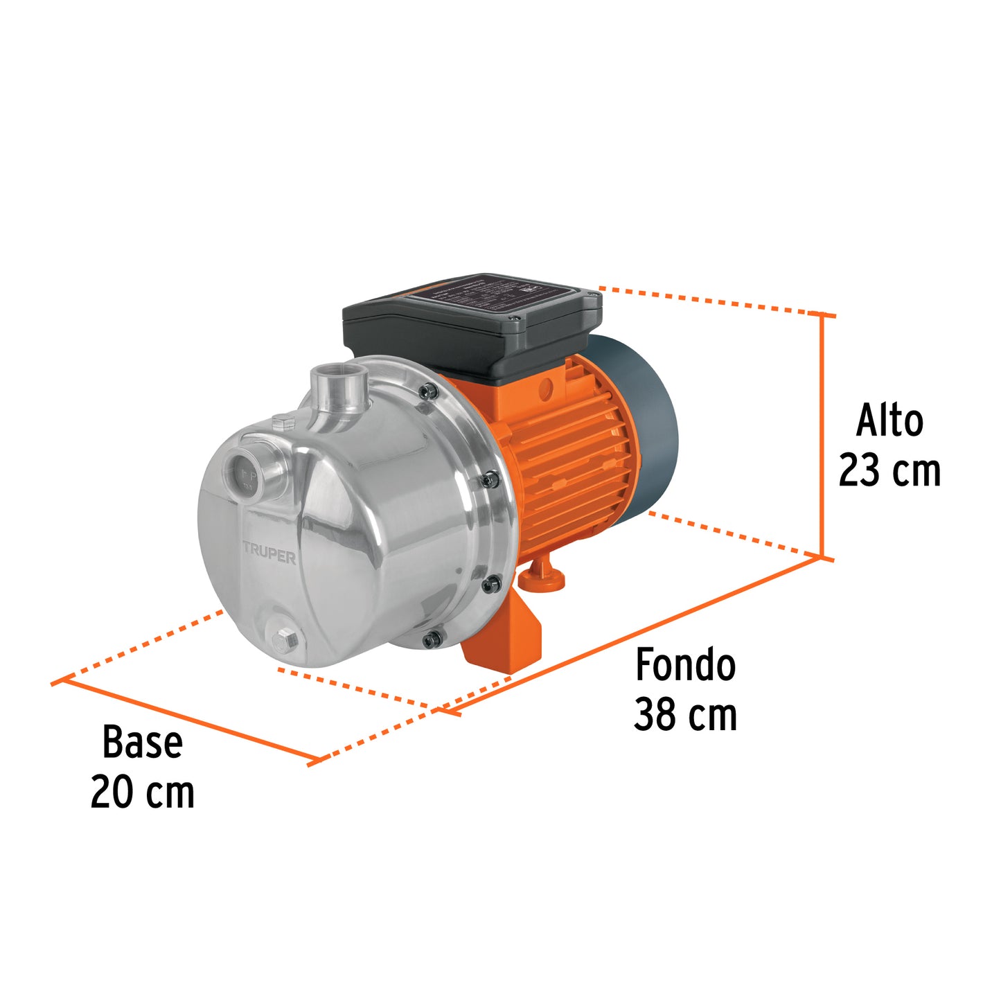 Bomba tipo jet, cabezal de acero inoxidable, 3/4 HP, TRUPER