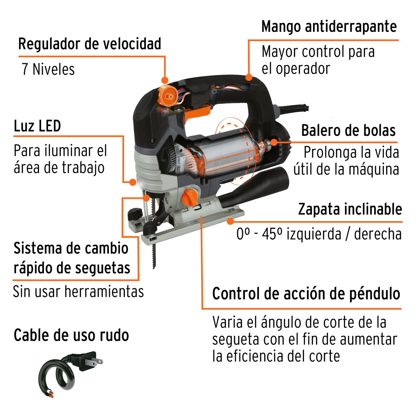 Sierra caladora de velocidad variable, 750 W truper industrial