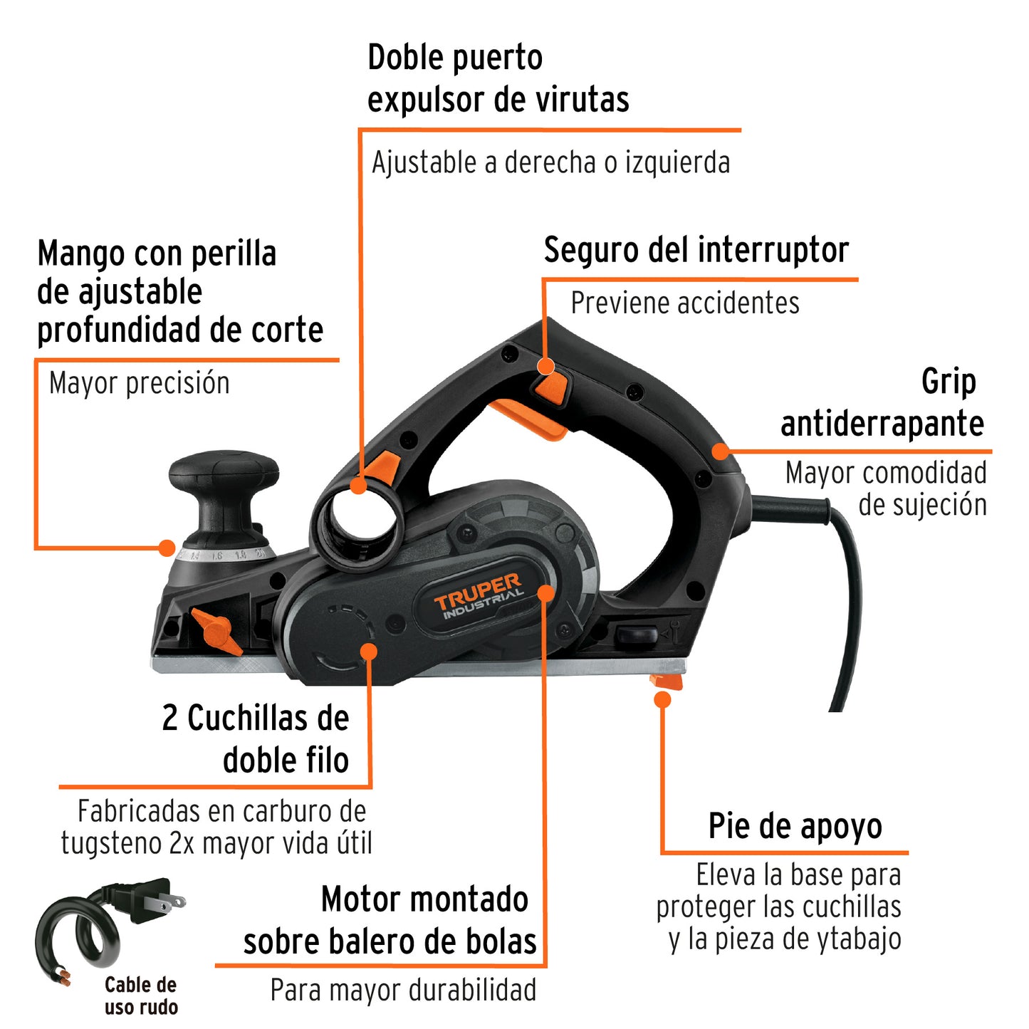 Cepillo eléctrico 3 1/4 pulg, 720 W