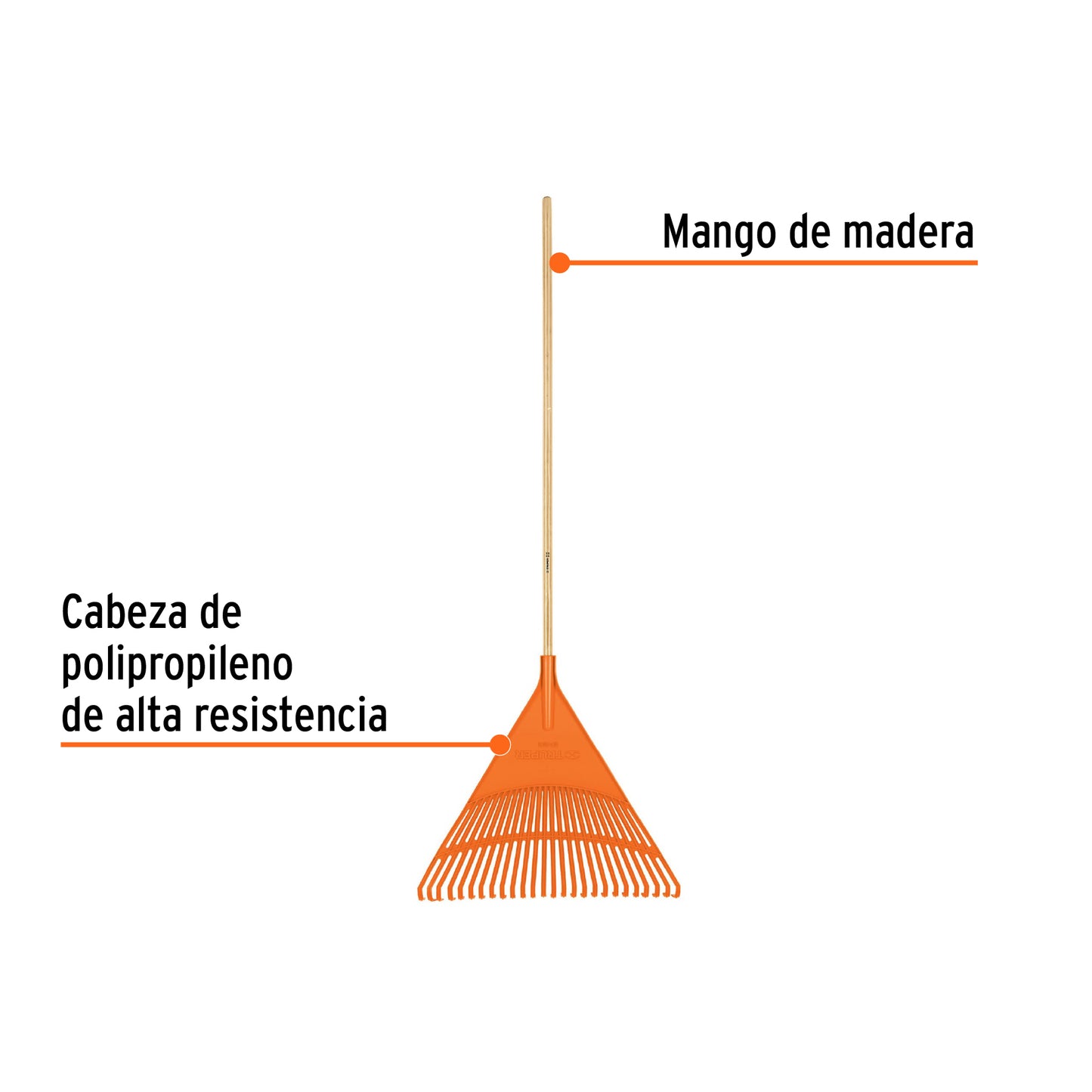 Escoba plástica recta para jardín 26 dientes