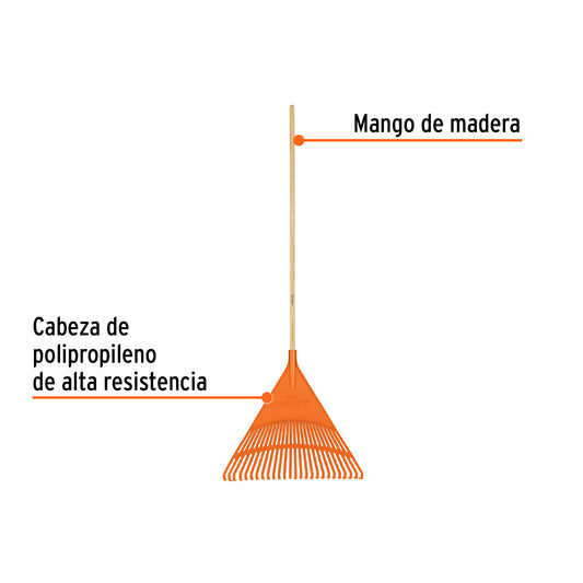 Escoba plástica recta para jardín 26 dientes