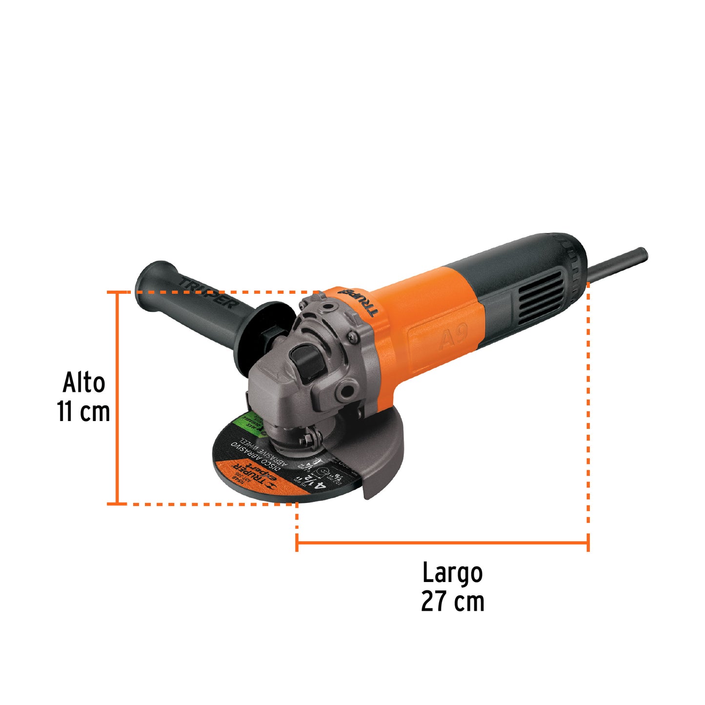 Esmeriladora 4 1/2 pulg, 800 W truper pro