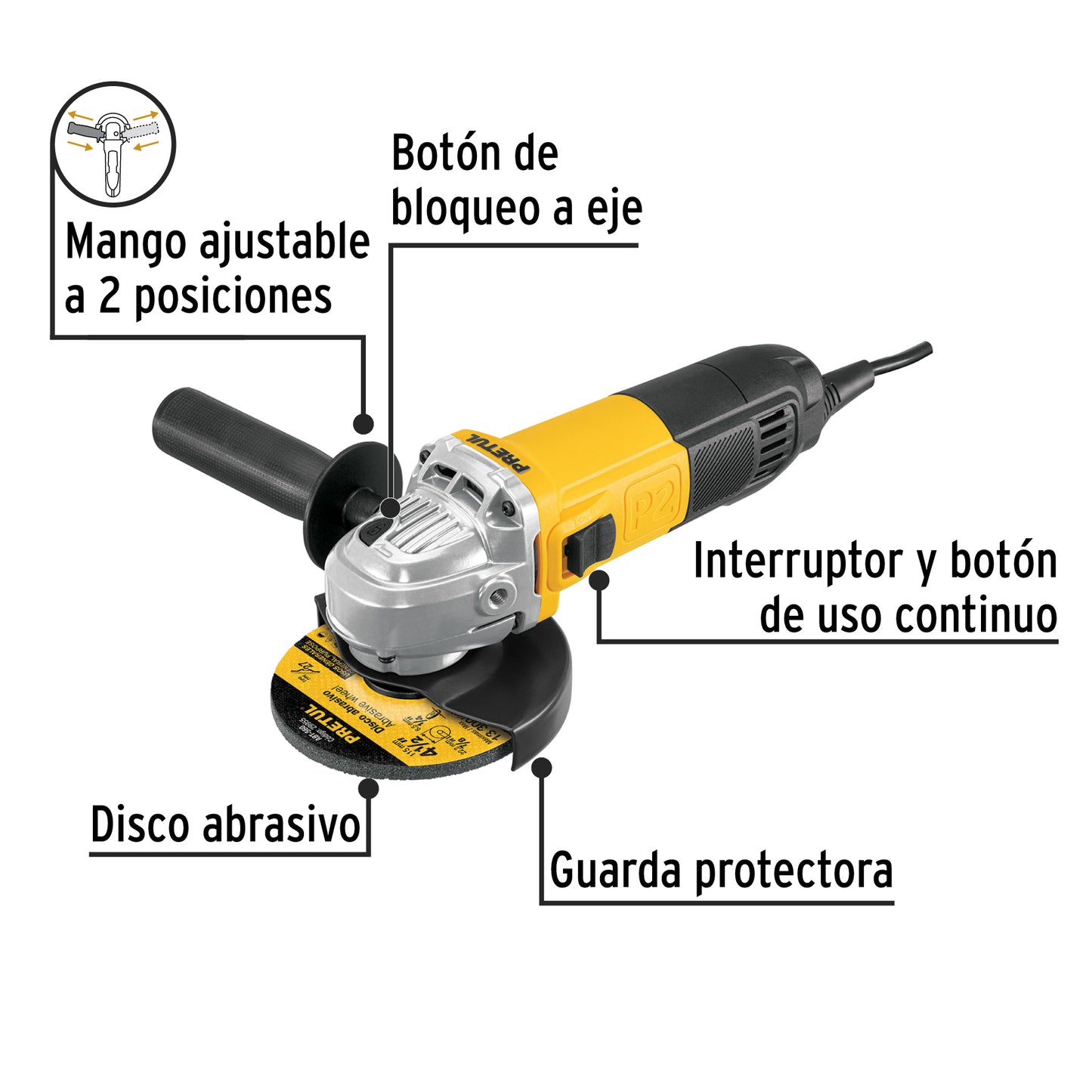 Esmeriladora 4 1/2 pulg, 700 W pretul