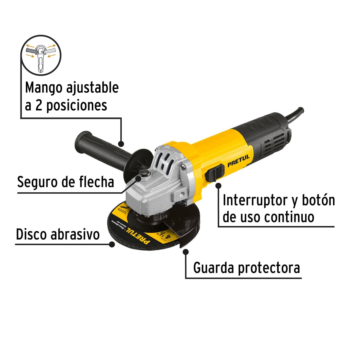 Esmeriladora 4 1/2 pulg, 550 W pretul