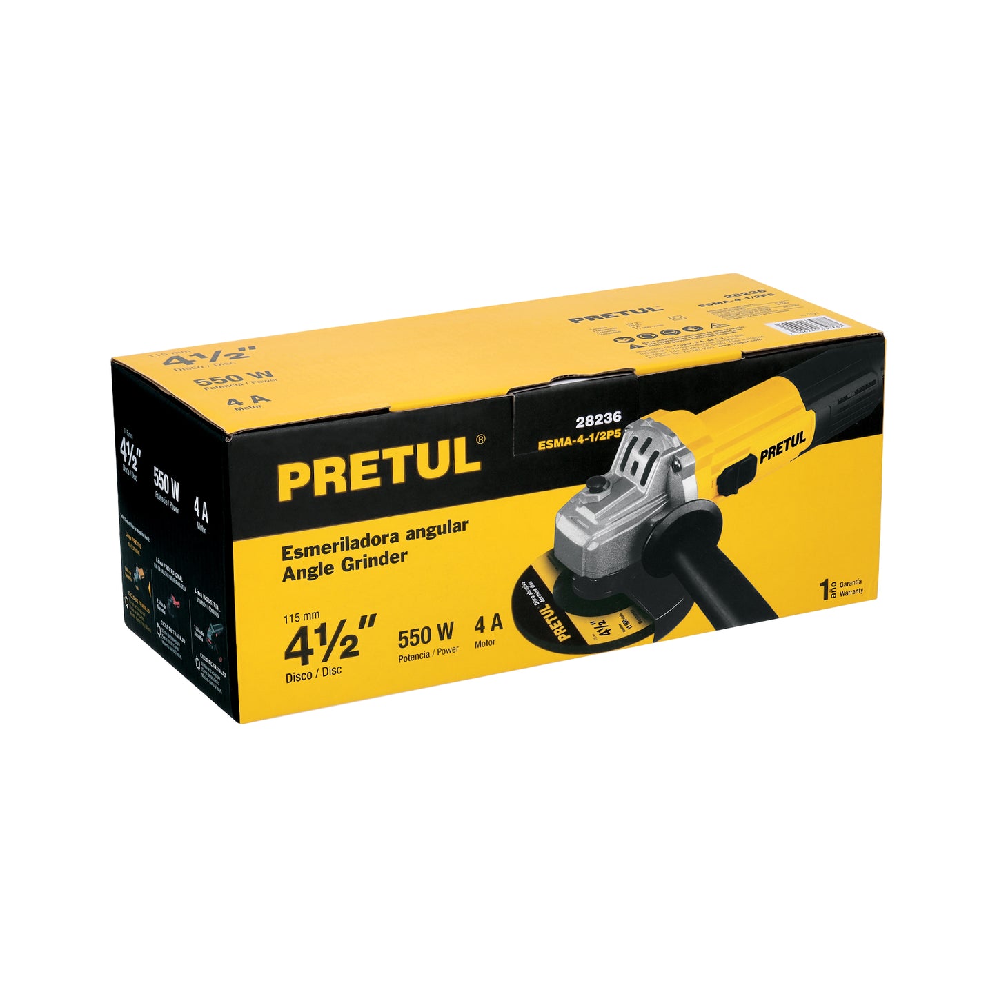Esmeriladora 4 1/2 pulg, 550 W pretul