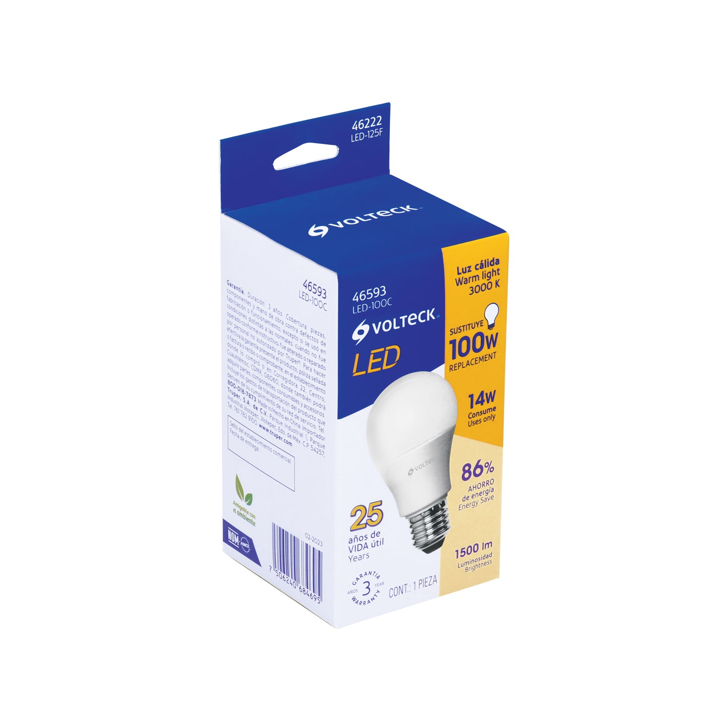 Lámpara LED A19 14 W (equiv. 100 W), luz cálida, caja