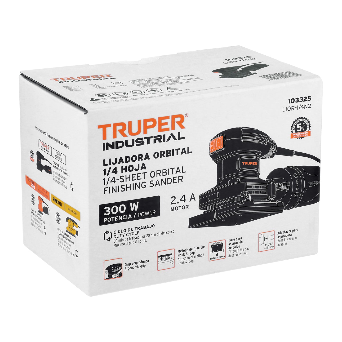 Lijadora orbital 1/4 de hoja, 300 W truper industrial
