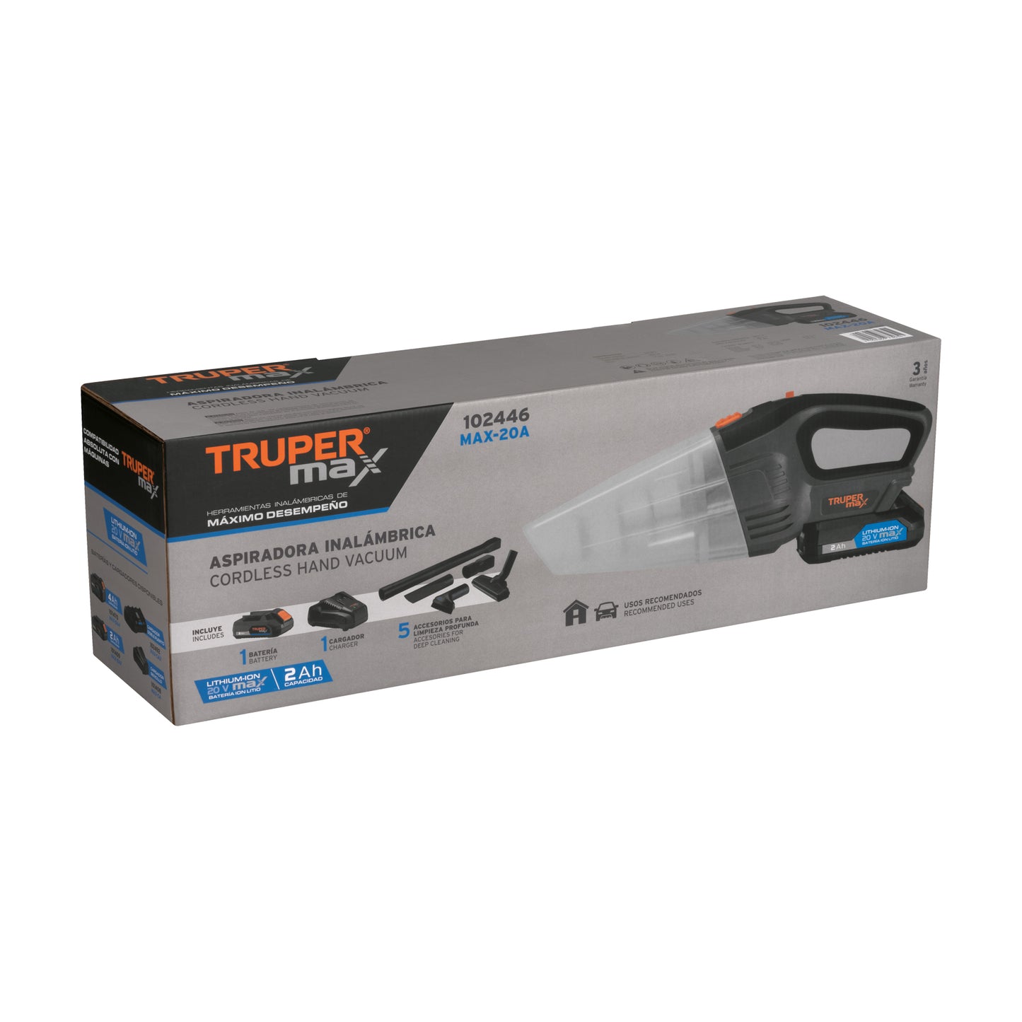 Aspiradora para auto, 20V, 1 batería 2Ah, MAX