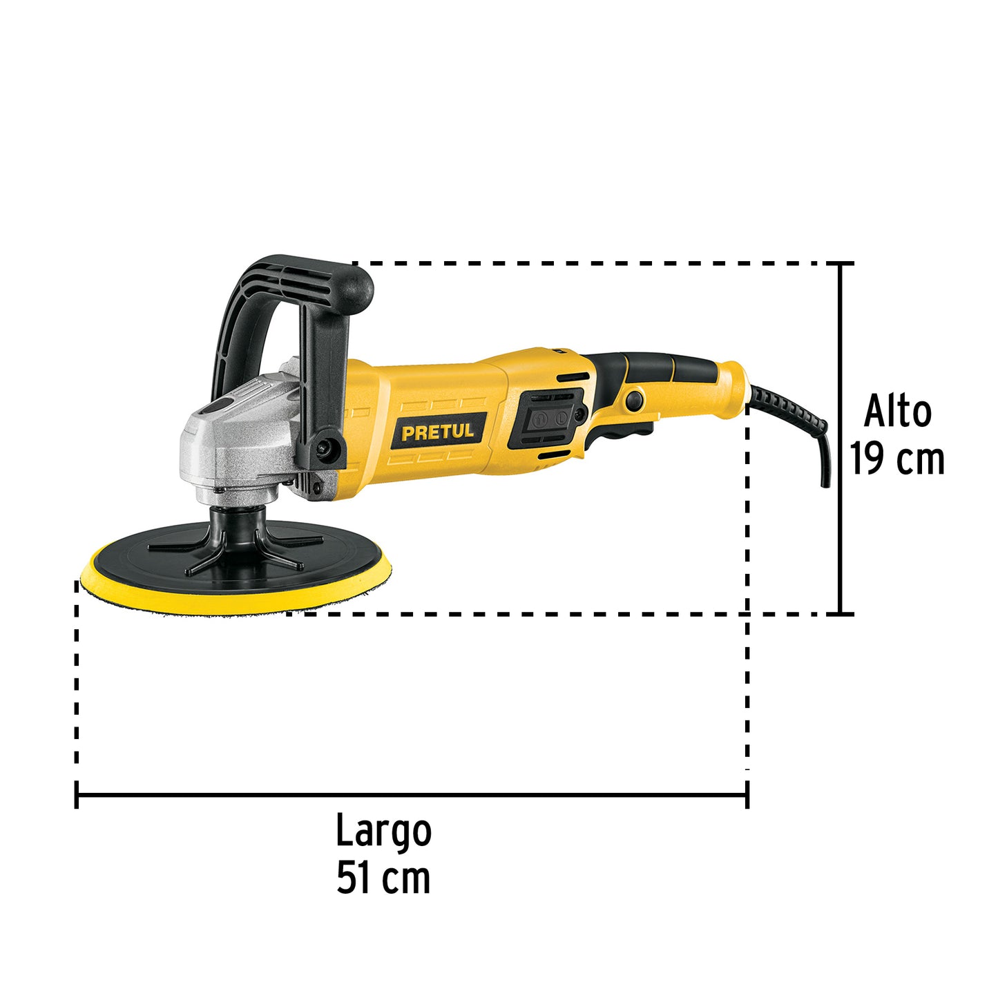 Pulidora rotativa 7 pulg, 1,200 W pretul
