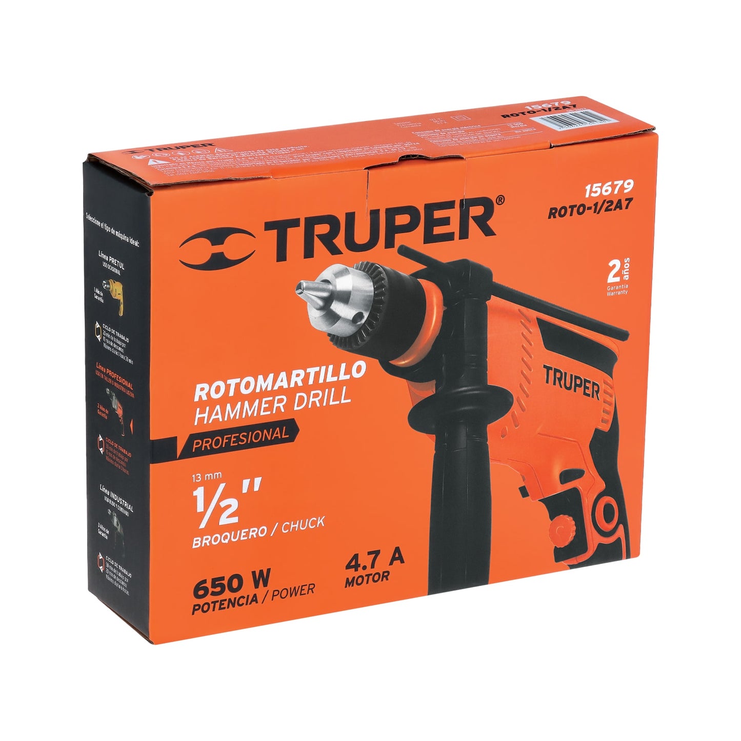 Rotomartillo 650 W, 1/2 pulg truper pro