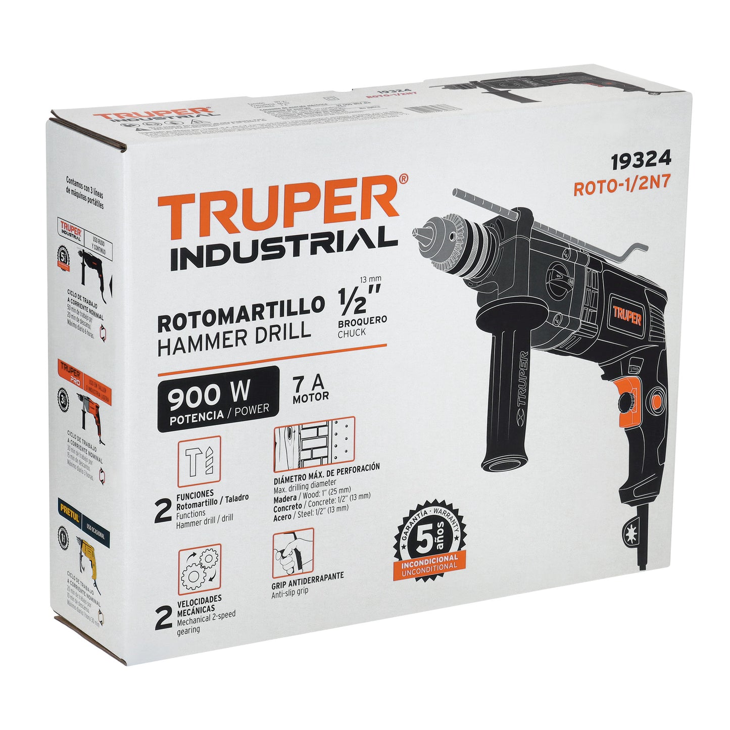 Rotomartillo 900 W, 1/2 pulg truper industrial