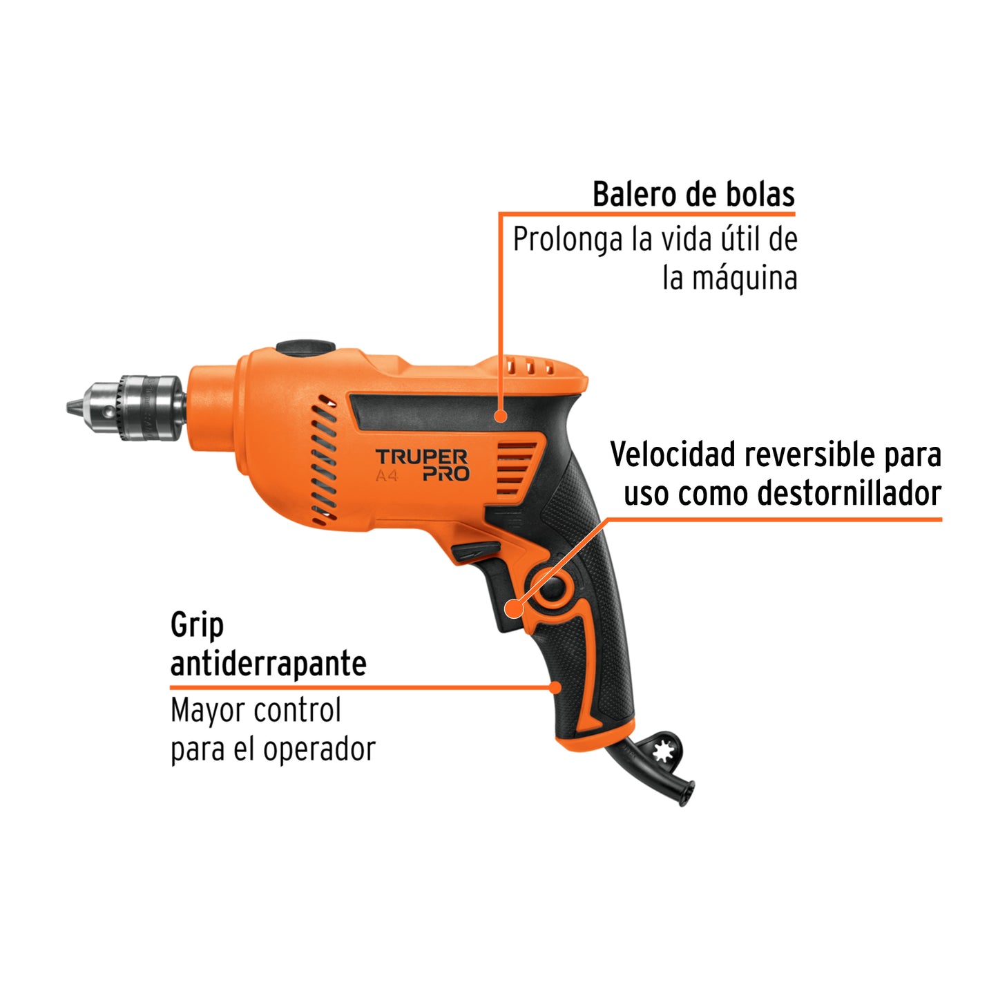 Rotomartillo 600 W, 3/8 pulg truper pro