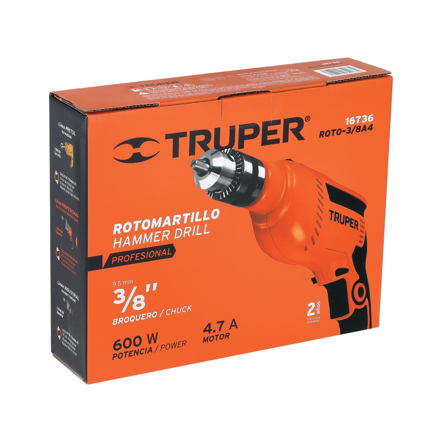 Rotomartillo 600 W, 3/8 pulg truper pro