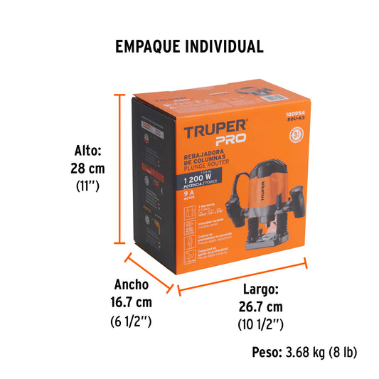 Router (rebajadora), 1,200 W truper pro