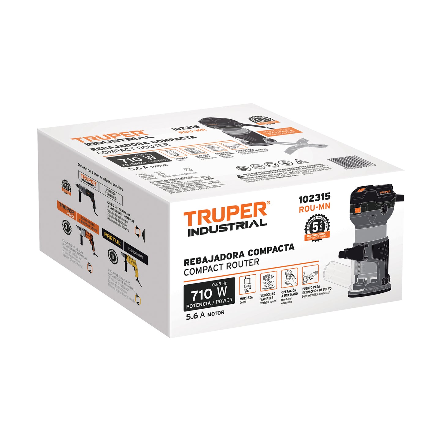Router compacto (rebajadora), 710 W tuper industrial