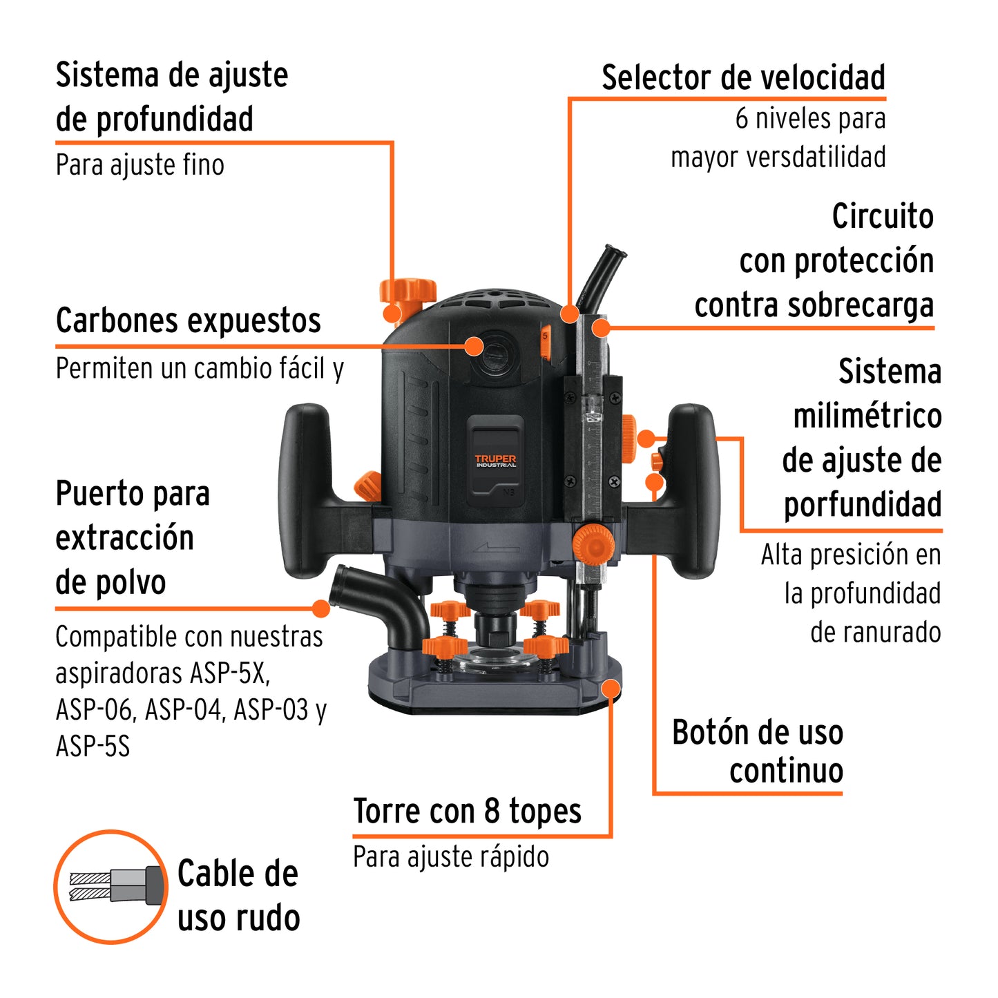 Router (rebajadora), 1,200 W truper industrial