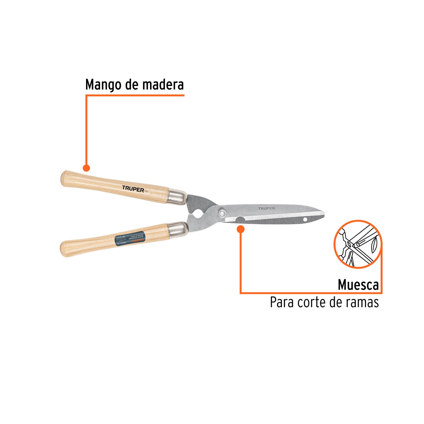 Tijera para poda con mangos de madera 53 cm