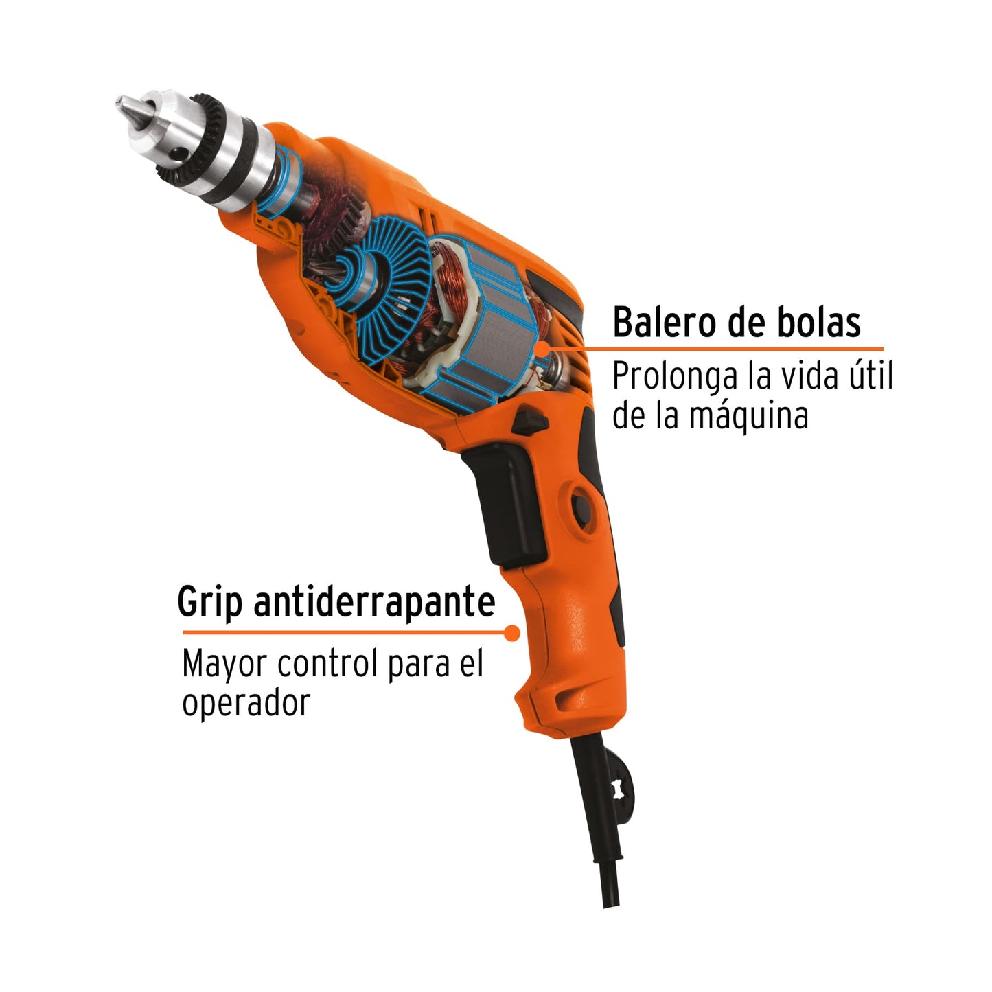 Taladro 400 W, 3/8 pulg truper pro