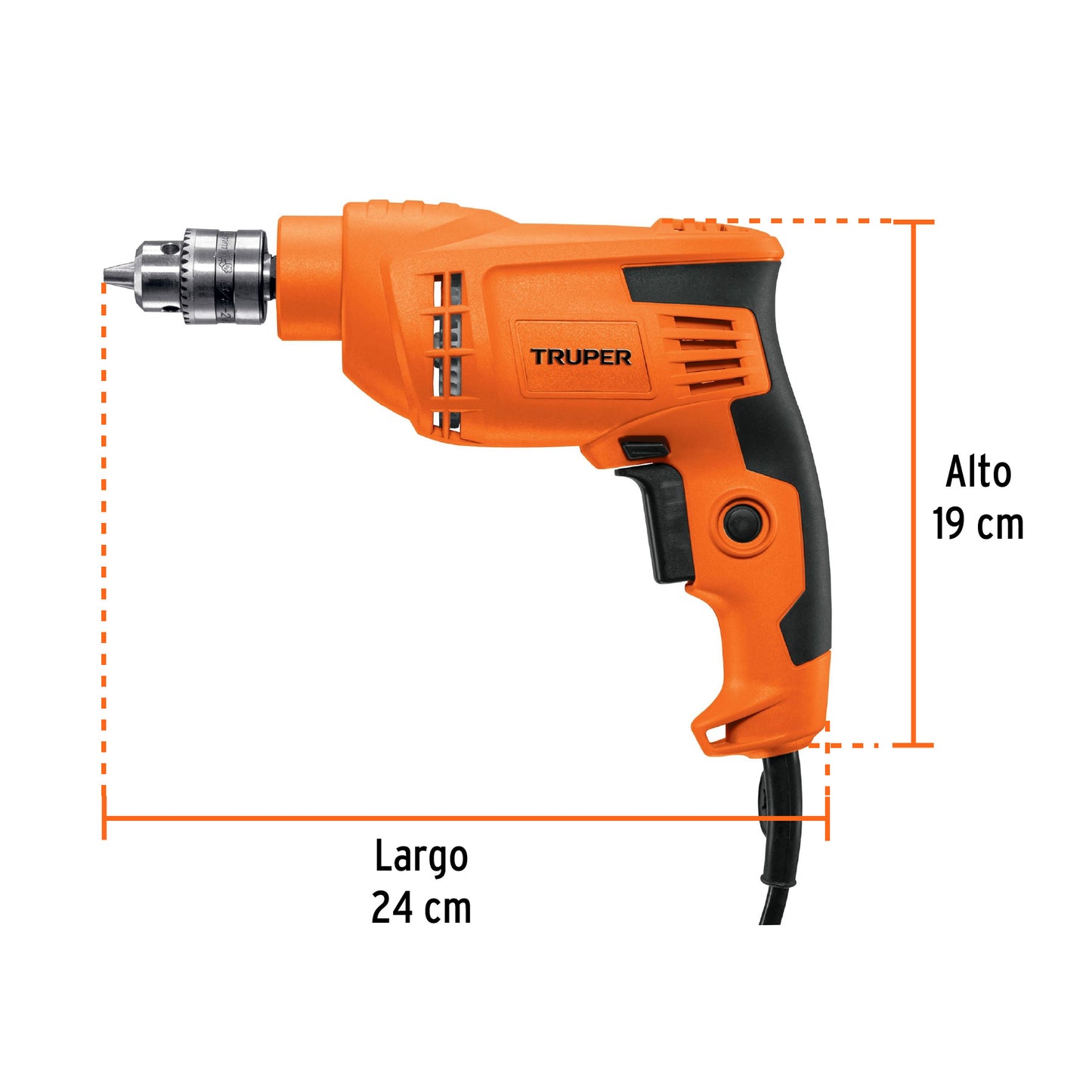 Taladro 400 W, 3/8 pulg truper pro