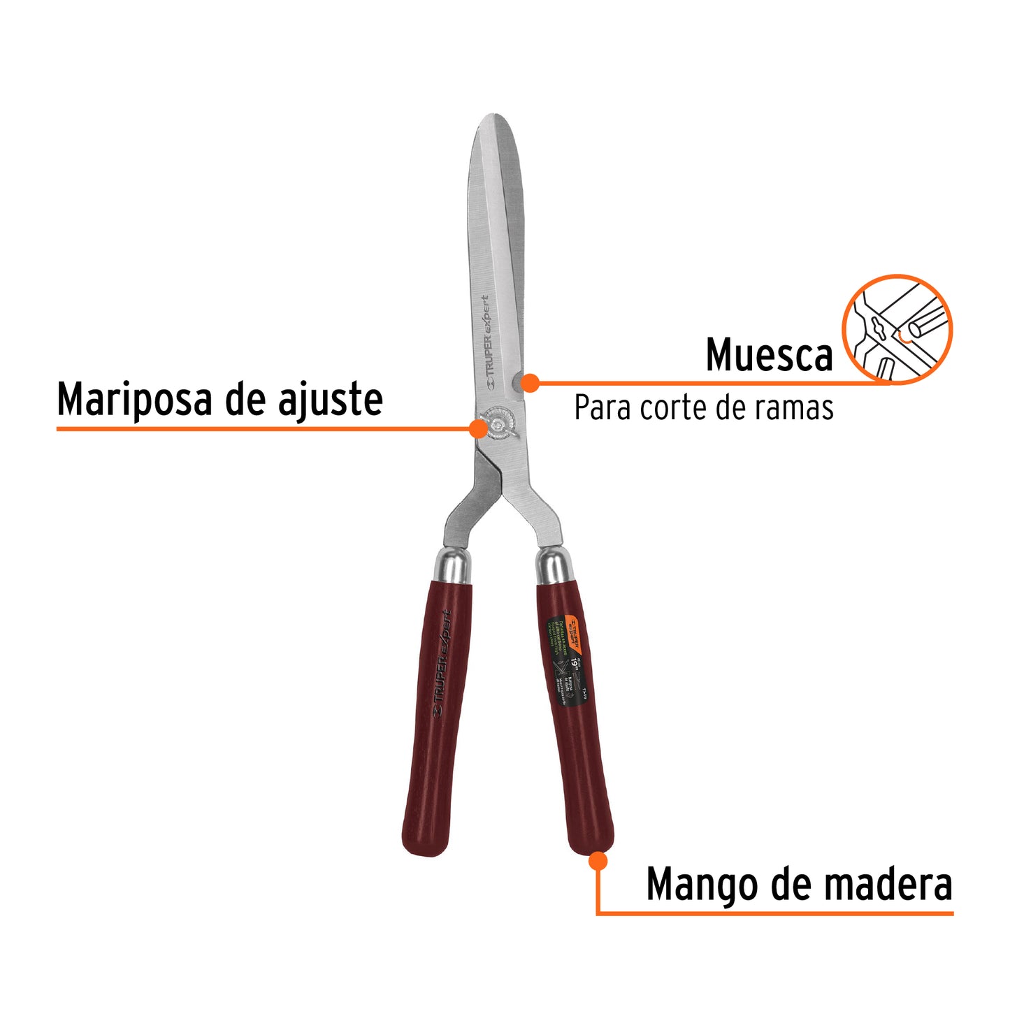 Tijeras forjadas para poda, mangos de madera